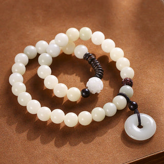 Buddha Gift Bodhi Seed Green Sandalwood Lotus Peace Buckle Harmony Double Wrap Bracelet