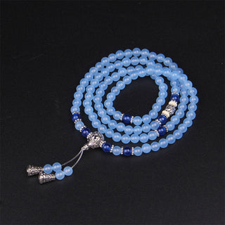 Buddha Gift 108 Beads Blue Crystal Healing Bracelet Mala