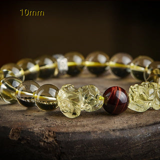 Buddha Gift Natural Citrine Double PiXiu Tiger Eye Prosperity Protection Bracelet