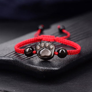 Buddha Gift Natural Silver Sheen Obsidian Gold Sheen Obsidian Cat Claw Soothing Braided Bracelet