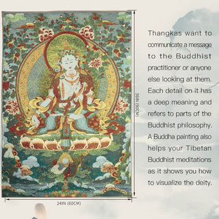 Buddha Gift Tibetan Embroidery White Tara Thangka Tapestry Wall Hanging Wall Art Meditation for Home Decor