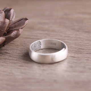 Buddha Gift 999 Sterling Silver Lotus Elephant Six True Words Blessing Ring