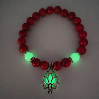 Buddha Gift Tibetan Turquoise Glowstone Luminous Bead Lotus Protection Bracelet