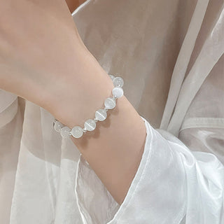 Buddha Gift Natural Cat's Eye Moonstone Strawberry Quartz PiXiu Support Bracelet