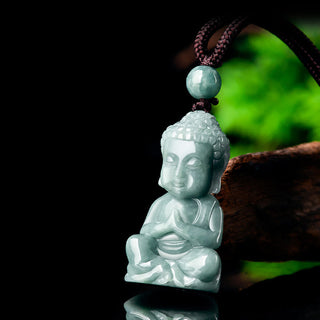 Buddha Gift Natural Jade Meditation Buddha Amulet Serenity Necklace Pendant