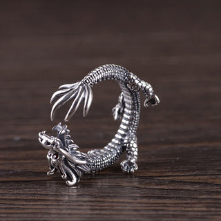 Buddha Gift 925 Sterling Silver Dragon Luck Protection Ring