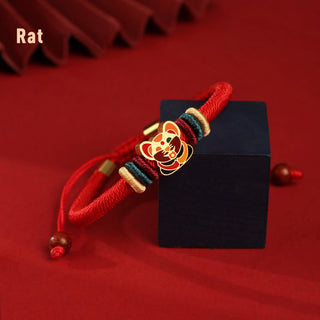 Buddha Gift Handmade 925 Sterling Silver Year of the Dragon Cute Chinese Zodiac Luck Braided Red Bracelet