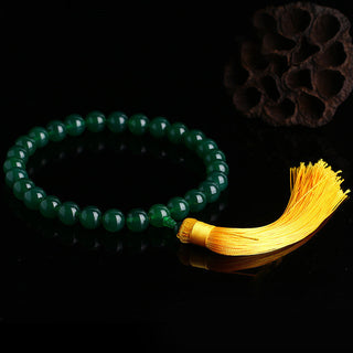 Buddha Gift Natural Green Agate Wrist Mala Power Tassels Pocket Mala Car Decoration
