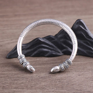 Buddha Gift 999 Sterling Silver Heart Sutra Om Mani Padme Hum Engraved Peace Purity Bracelet Bangle