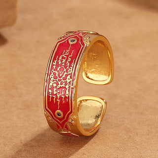 Buddha Gift Five Scriptures Copper Healing Ring