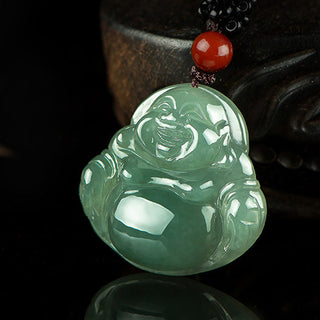 Buddha Gift Laughing Buddha Jade Abundance String Necklace Pendant