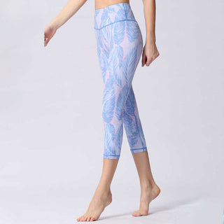 Buddha Gift Leaves Butterfly Print Sports Yoga Cropped Leggings Women's Yoga Capri Pants
