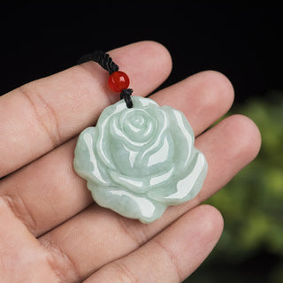 Buddha Gift Lotus Pattern Jade Abundance Prosperity Necklace String Pendant