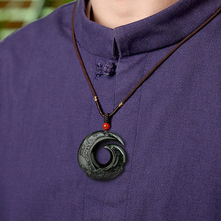 Buddha Gift One's Luck Improves Design Patern Natural Hetian Cyan Jade Success Necklace Pendant