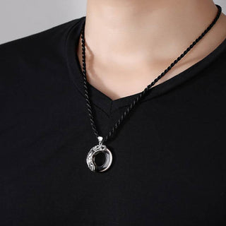 Buddha Gift 12 Constellations of the Zodiac Ice Obsidian Blessing Round Pendant Necklace
