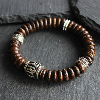 Buddha Gift Natural Tibetan Coconut Shell Om Mani Padme Hum Positive Bracelet
