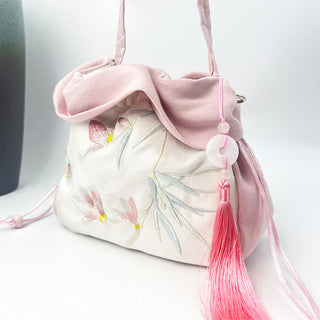 Buddha Gift Suzhou Embroidery Camellia Magnolia Peony Lotus Silk Tote Crossbody Bag Shoulder Bag Handbag