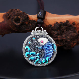 Buddha Gift 999 Sterling Silver Luck Koi Fish Success Prosperity Necklace Pendant