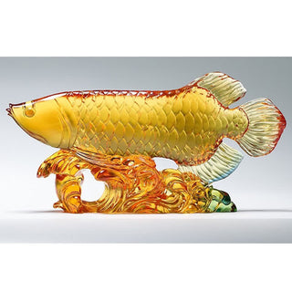 Buddha Gift Handmade Liuli Crystal Koi Fish Art Piece Luck Home Office Decoration