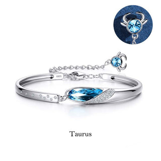 Buddha Gift 925 Silver Plated Copper 12 Constellations of the Zodiac Charm Bracelet