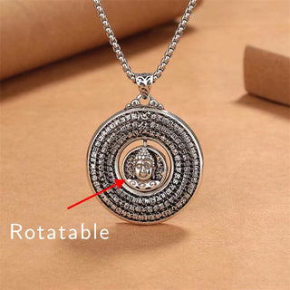 Buddha Gift Heart Sutra Buddha Carved Peace Buckle Design Serenity Rotatable Necklace Pendant