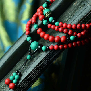 Buddha Gift Turquoise Black Onyx Red Turquoise Bead Protection Bracelet