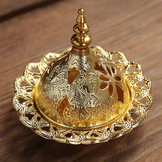 Buddha Gift Gold Gourd Star Feather Spiritual Meditation Mini Alloy Metal Incense Burner