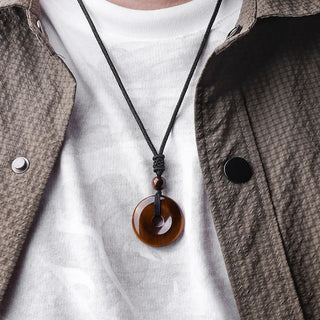 Buddha Gift Lucky Coin Pendant Healing Crystal Gemstone Necklace