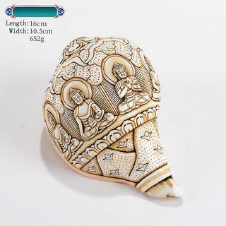 Buddha Gift Tibetan Handmade Engraved Shankha Buddha Avalokitesvara Conch Shell Wealth Decoration
