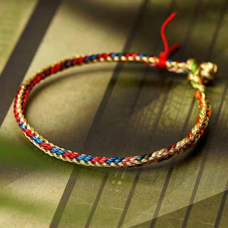 Buddha Gift 925 Sterling Silver Fu Character Zongzi Pattern Multicolored String Luck Handmade Braided Bracelet