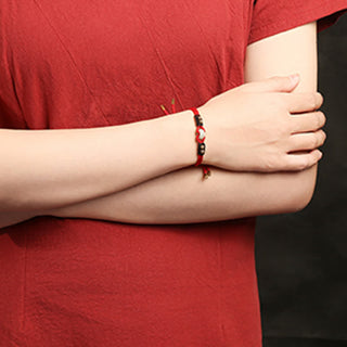 Buddha Gift Round Peace Buckle Jade Abundance Wealth String Bracelet