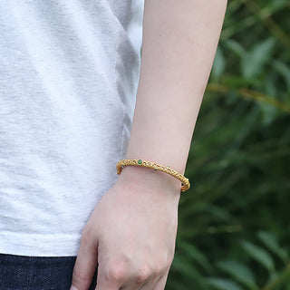 Buddha Gift Cyan Jade Copper Auspicious Clouds Calm Healing Bracelet Bangle