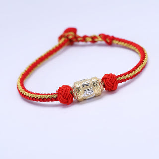 Buddha Gift 925 Sterling Silver Om Mani Padme Hum Prayer Wheel Luck Strength Red String Bracelet