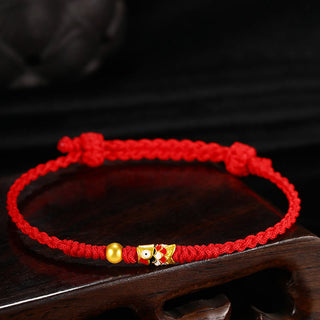 Buddha Gift 999 Gold Luck Koi Fish Handcrafted Braided String Bracelet