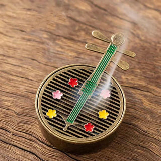 Buddha Gift Small Mini Gourd Fan Pipa Copper Alloy Incense Burner Decoration With Incense