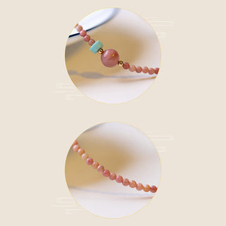 Buddha Gift 14K Gold Plated Natural Rhodonite Loving Energy Chain Bracelet