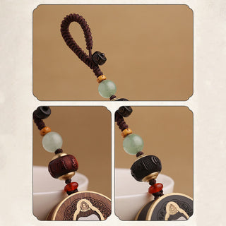 Buddha Gift Ebony Wood Rosewood Buddha Avalokitesvara Om Mani Padme Hum Balance Car Key Chain Decoration