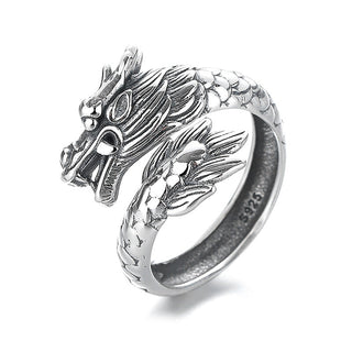 Buddha Gift 925 Sterling Silver Year Of The Dragon Luck Strength Adjustable Metal Ring