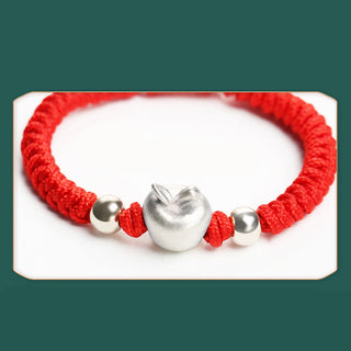 Buddha Gift 999 Sterling Silver Apple Red Multicolored Rope Luck Protection Handcrafted Kids Bracelet