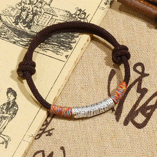 Buddha Gift Handmade 999 Sterling Silver Om Mani Padme Hum Protection Rope Bracelet