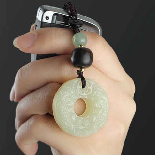 Buddha Gift PiXiu Jade Peace Buckle Abundance Wealth Key Chain