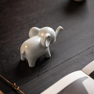Buddha Gift Small Ceramic Elephant Home Tea Pet Figurine Desk Decoration