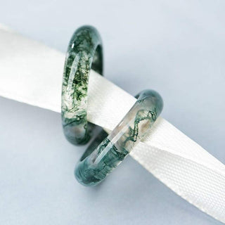 Buddha Gift Moss Agate Healing Balance Ring