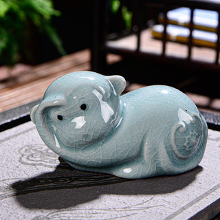 Buddha Gift Chinese Zodiac Wealth Ceramic Tea Pet Home Figurine Decoration