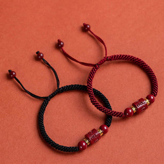 Buddha Gift Tibet Cinnabar Om Mani Padme Hum Engraved Blessing Braided Bracelet