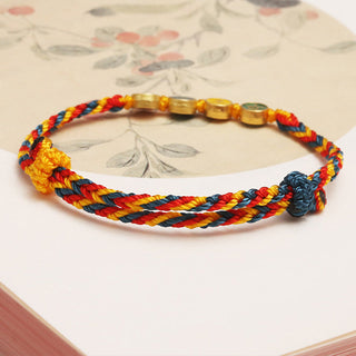 Buddha Gift Handmade Dunhuang Color Thread Peace And Joy Protection Braid String Bracelet