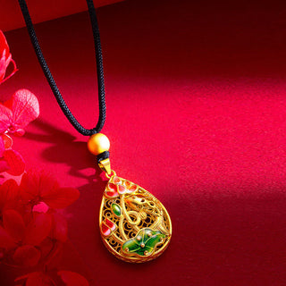 Buddha Gift Koi Fish Lotus Flower Leaf Copper Luck Necklace Pendant
