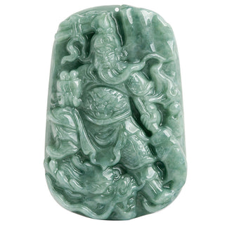 Buddha Gift Natural Jade Guan Gong Amulet Wealth Necklace Pendant