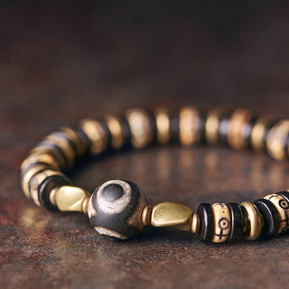 Buddha Gift Tibetan Bone Beads Ebony Wood Strength Bracelet