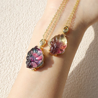 Buddha Gift Natural Colorful Fluorite Nine Tailed Fox Protection Necklace Pendant